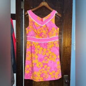 Lilly Pulitzer white label size 7 dress orange pink floral